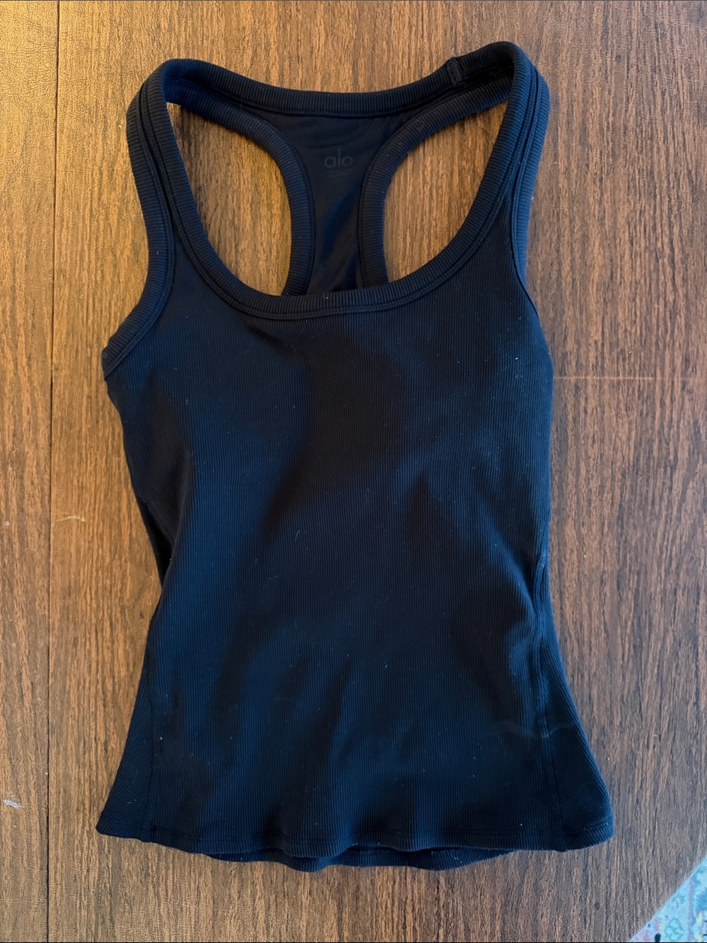 ALO Yoga Black Ribbed Racerback Tank